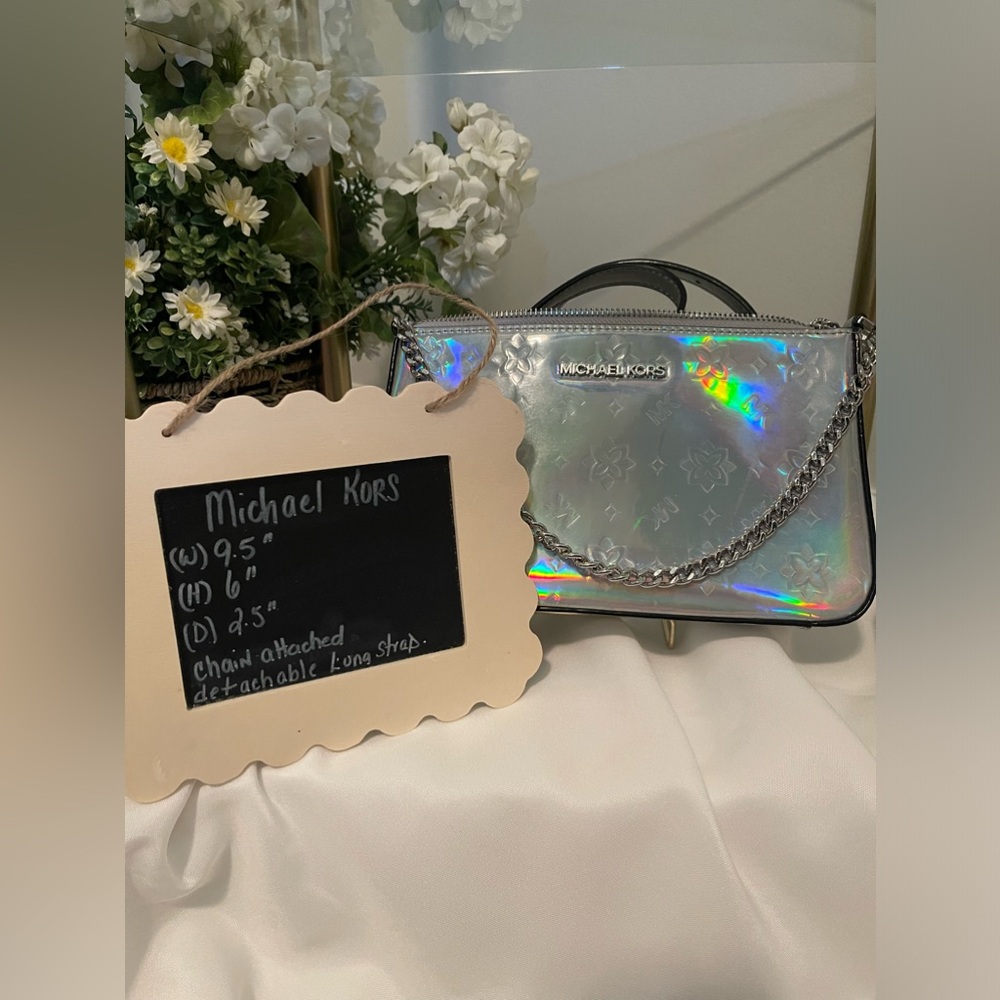 NWT Michael Kors Holographic Laser silver Crossbody